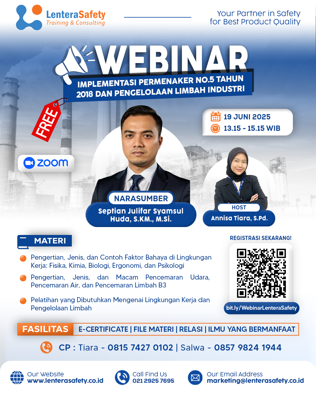 Coming Soon Free Webinar “Implementasi PERMENAKER No.05 Tahun 2028 dan pengelolaan Limbah Industri